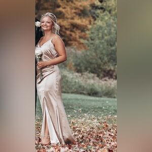 Elegant Satin Slip Dress in champagne - Women